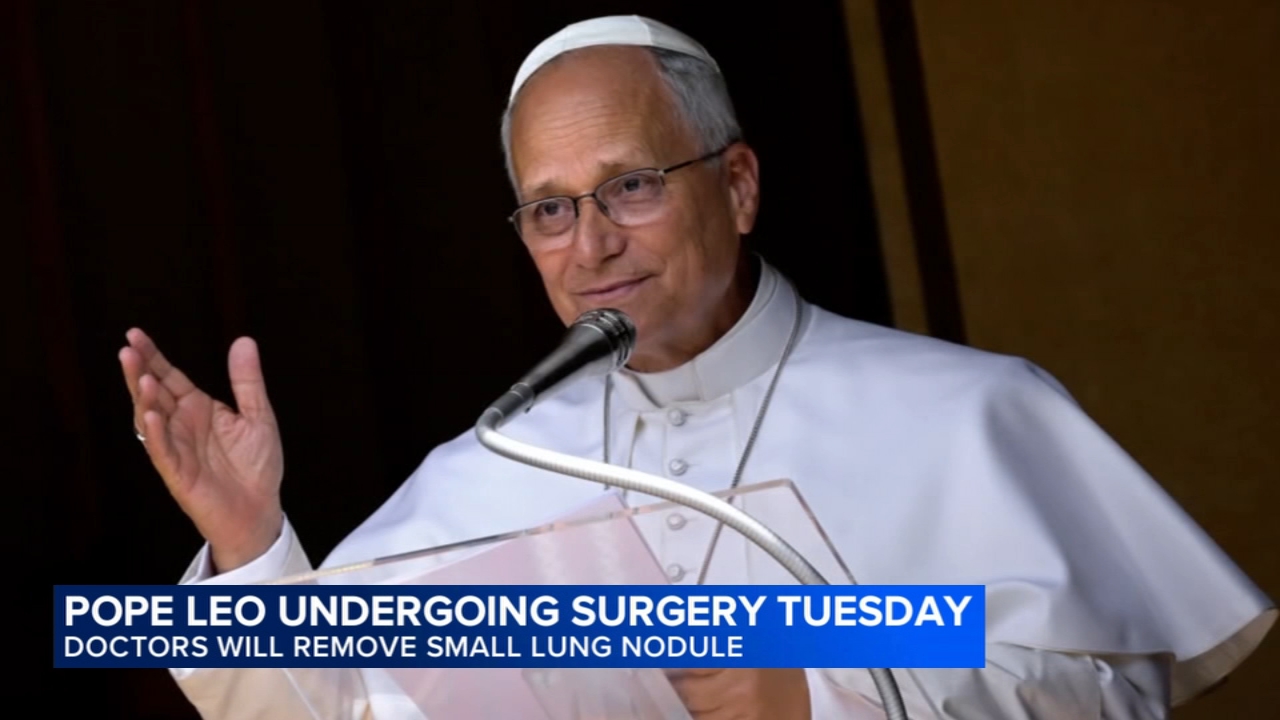 Pope Leo heads to hospital ahead of surgery to remove lung nodule

       — ABC 7 Bay Area, Piedmont Health news